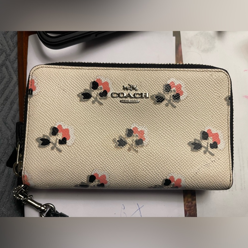 Coach Cream Wallet with Floral Accents